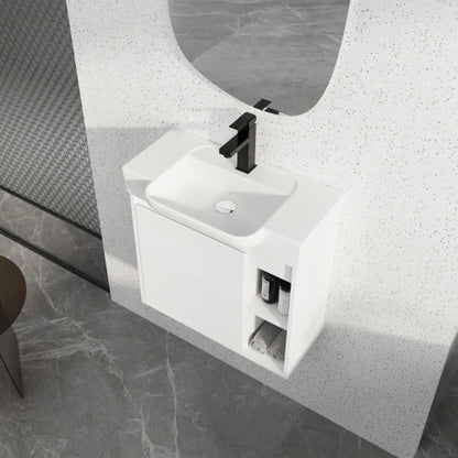 Free Shipping USA 24" Modern Floating Bathroom Vanity with Sink, Plywood Wall Mounted with Side Open Storage & Soft Close Door