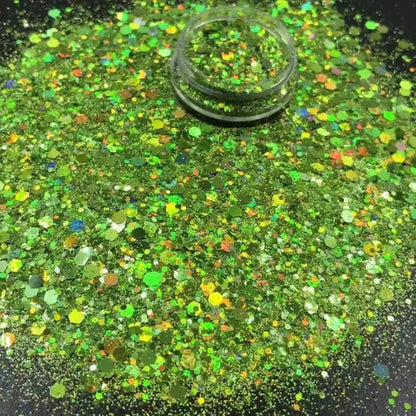 Prime Quality Wholesale PET Glitter Shapes Holographic or Iridescent Chunky Mixes Hexagon Glitter
