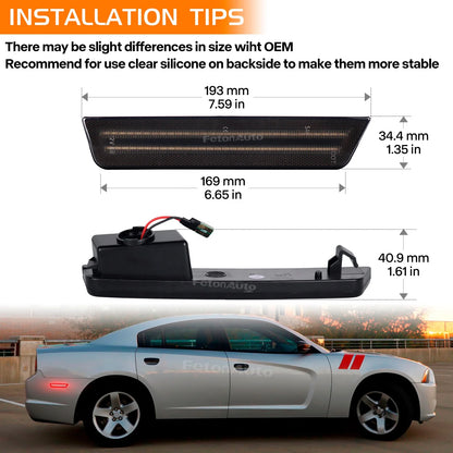 White Red Animation Rear Bumper Reflector Indicator Lights for Dodge Charger Challenger LED Dynamic Blinker Side Marker Lamps