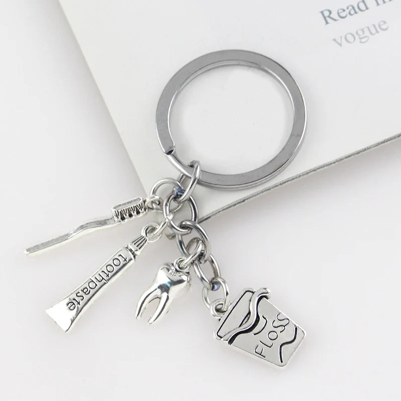 Bag Accessories Toothbrush Floss Toothpaste Tooth Dental Hygienist Pendant Keychain