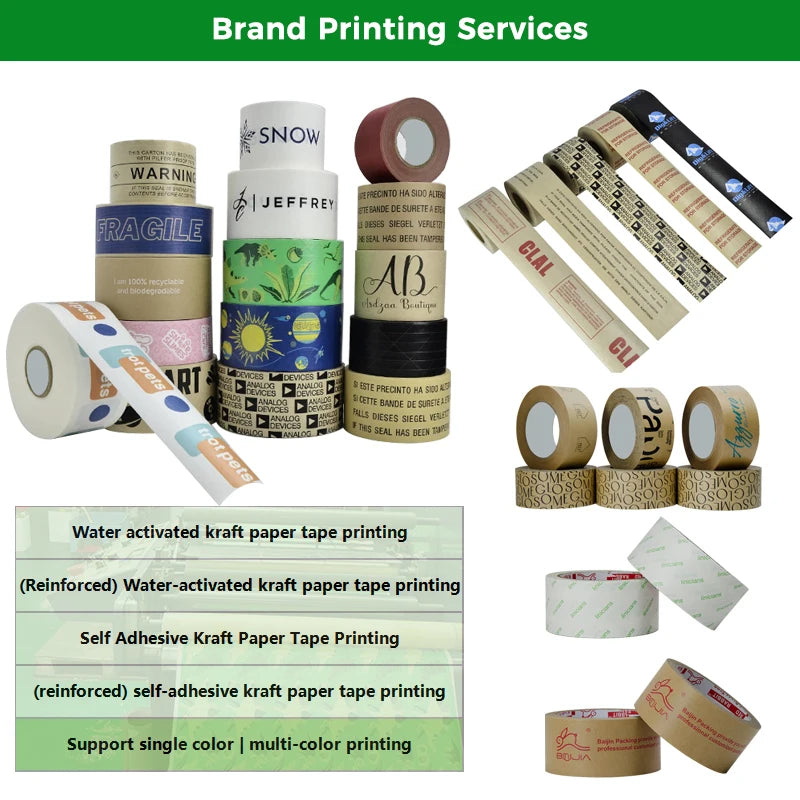 Customized Eco Friendly Degradable Self-adhesive Water Activated Kraft Packing Tape Manufacturer