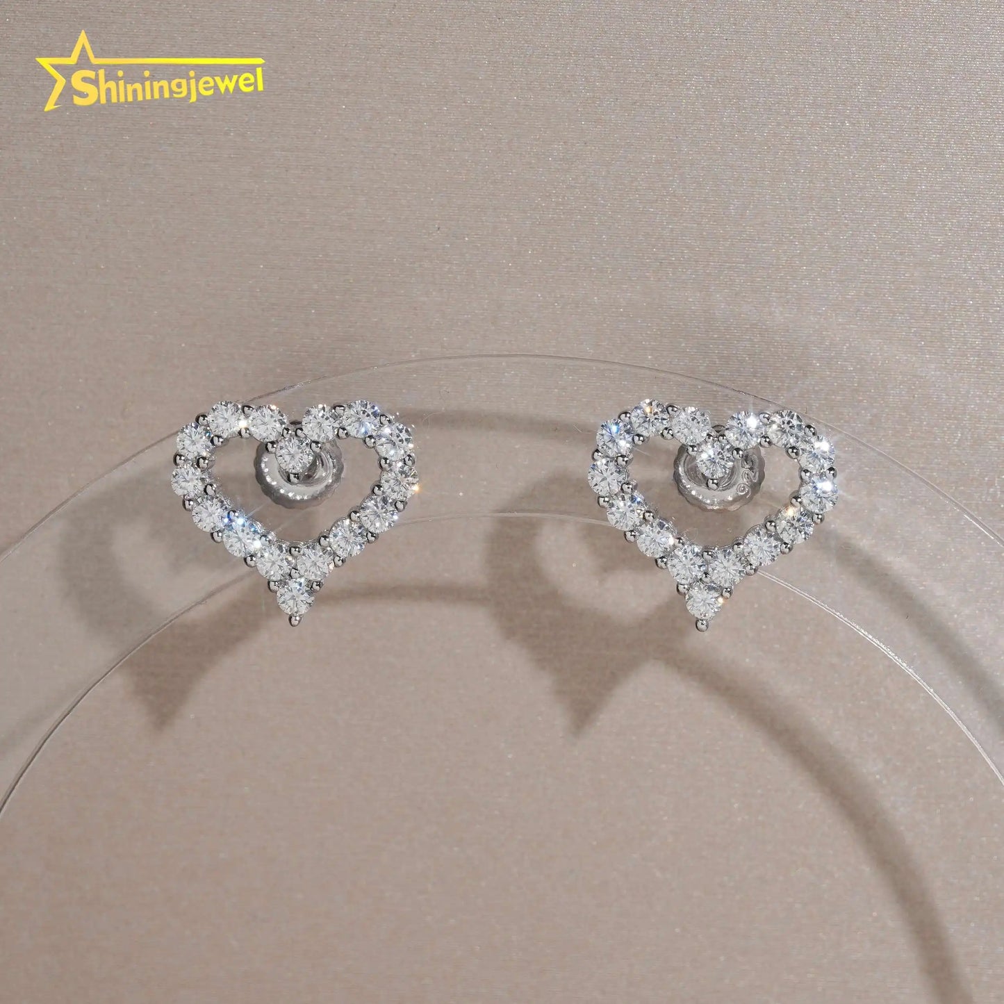 USA Warehouse Best Gift Set Iced Out Heart Earrings & Necklace Set 925 Silver VVS Moissanite Jewelry Hip Hop Stud Earrings