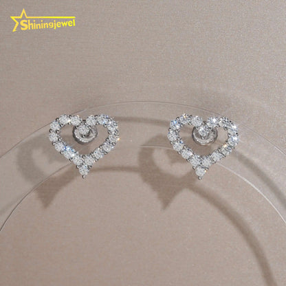 USA Warehouse Best Gift Set Iced Out Heart Earrings & Necklace Set 925 Silver VVS Moissanite Jewelry Hip Hop Stud Earrings