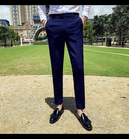 Boutique Fashion Solid Color Mens White Business Casual Suit Pants Male Slim Casual Trousers Wedding Dress Suit Pants