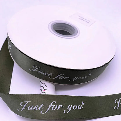 5yards 10-38mm "Just for You" Printed Polyester Ribbon Letters Print Ribbon for DIY Gift Packing Wedding Christmas Bow Ribbons