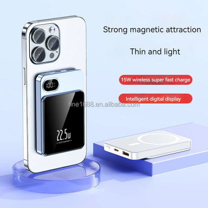 Custom logo PD 22.5w Power BankMini Fast Charging 5000mAh 10000mAh Wireless Charger Magnetic Wireless Charger