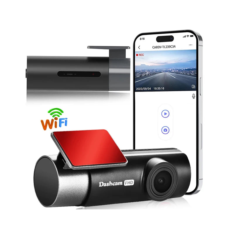 Source Factory FHD 1080P Dashcam Super Night Vision  24H Parking Monitor Car DVR Cameras 360° Rotating Lens Blackbox APP Control