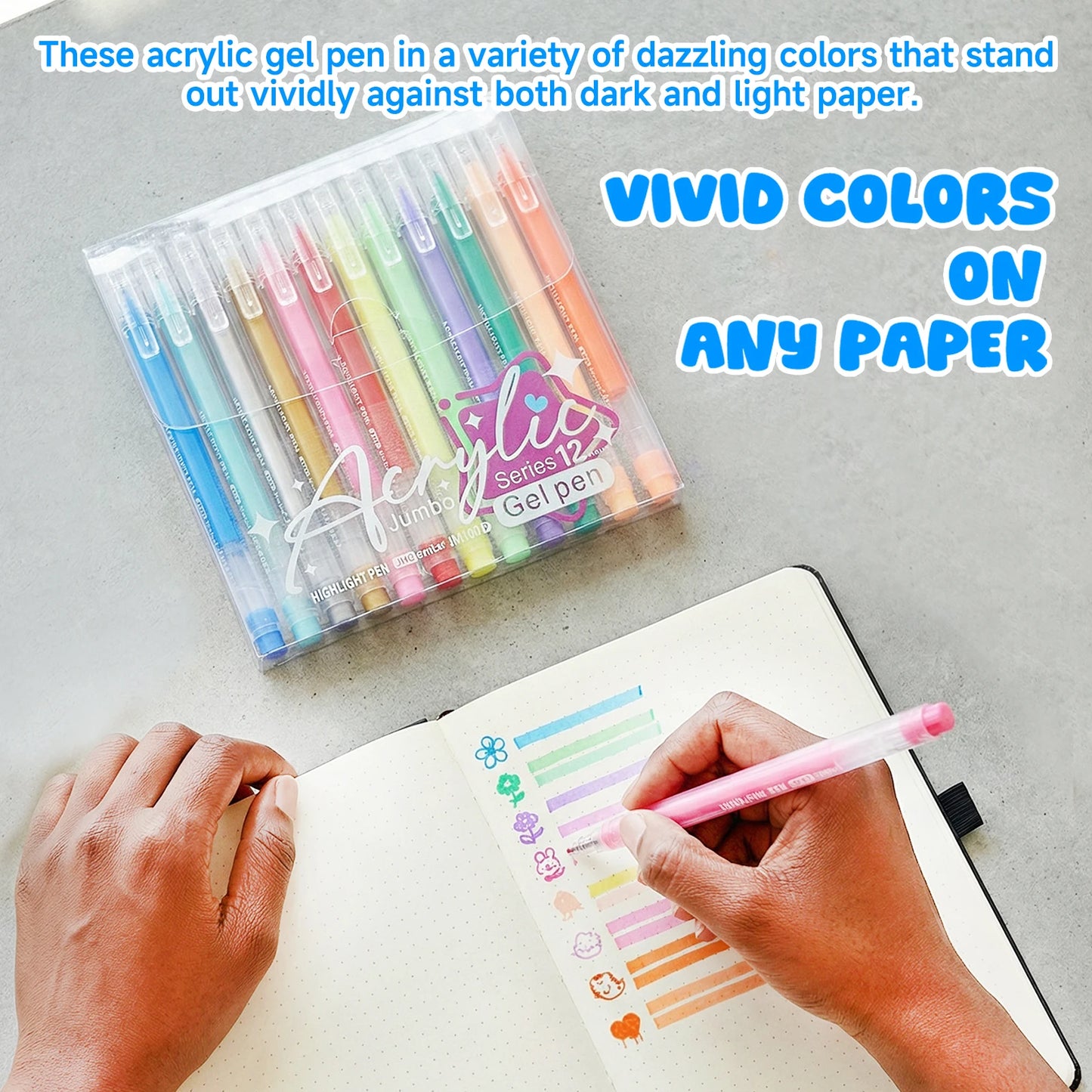 Acrylic Paint Pens 12 Pcs Gel Pens, for School & Office Note Taking, DIY Craft Photo Album, Art Painting, Card Making