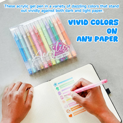 Acrylic Paint Pens 12 Pcs Gel Pens, for School & Office Note Taking, DIY Craft Photo Album, Art Painting, Card Making