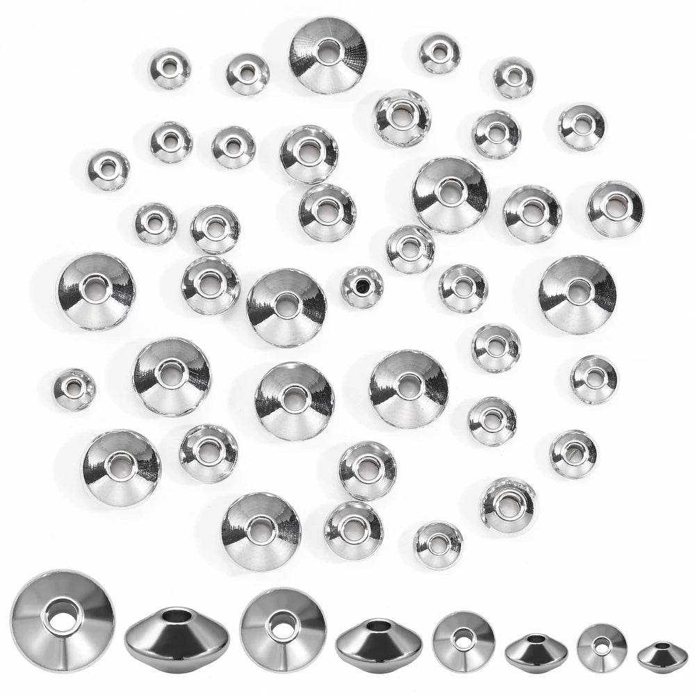 100pcs/bag Stainless Steel Flat Round Beads Spacer Beads FindingsTube Spacers for DIY Bracelet Jewelry Making