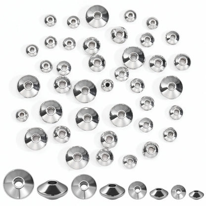 100pcs/bag Stainless Steel Flat Round Beads Spacer Beads FindingsTube Spacers for DIY Bracelet Jewelry Making
