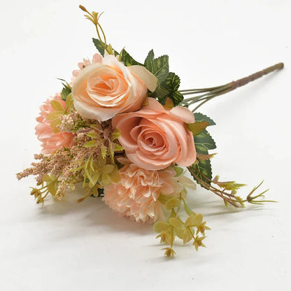1 Bunch Rose Chrysanthemum Combination Bouquet High Quality Artificial Flowers Home Decor Autumn Decoration Diy Wedding Festival