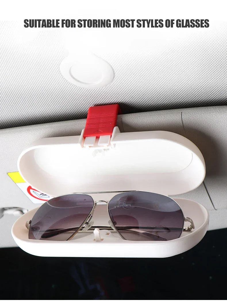 Car Glasses Card Ticket Holder Sunglasses Box Case Multifunctional Sun Visor Clip Creative Storage Fastener Interior Accessories