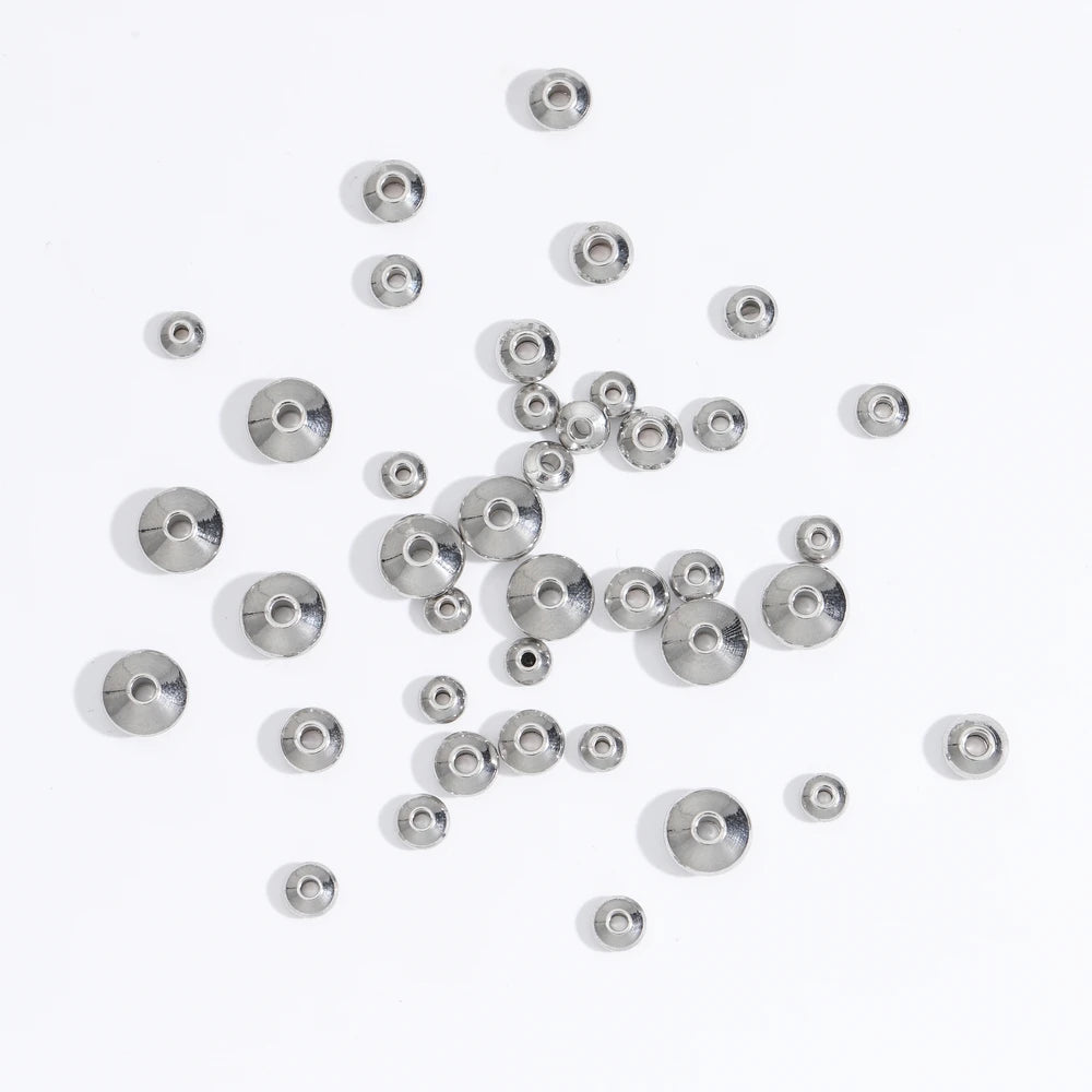 100pcs/bag Stainless Steel Flat Round Beads Spacer Beads FindingsTube Spacers for DIY Bracelet Jewelry Making