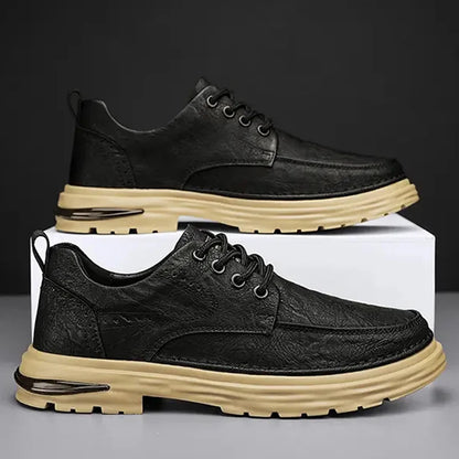New Leather Shoes Men's Korean Version Fashion Custom LOGO 4 Seasons Genuine Leather Lace-up Office Business Dress Shoes