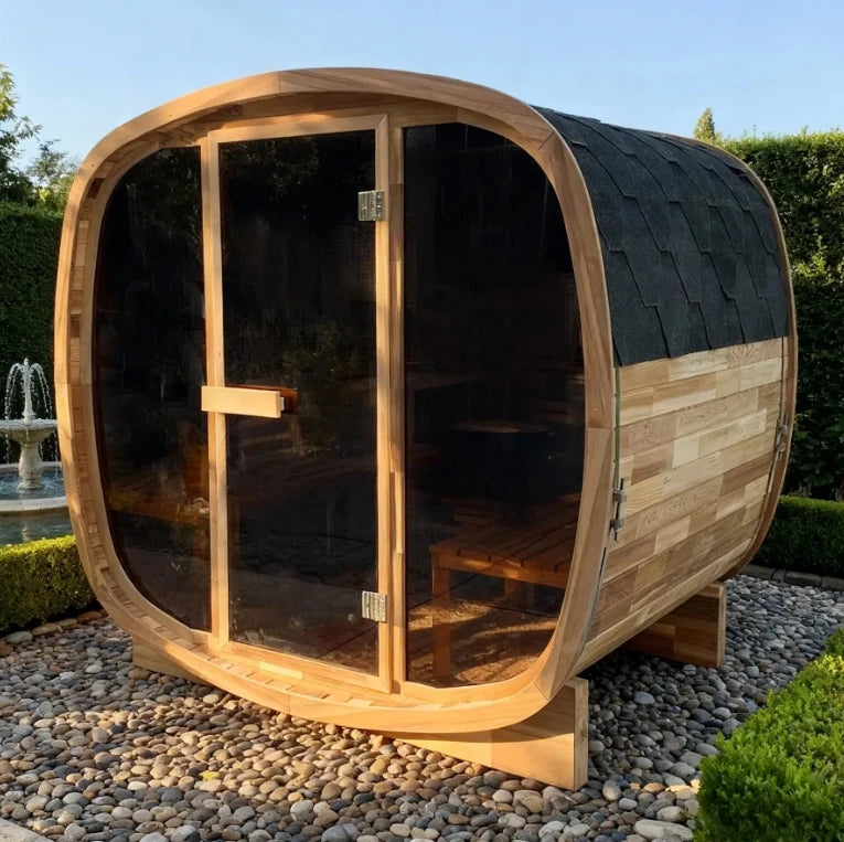 New Product on Sale Outdoor Red Cedar Sauna Traditional Steam  Garden Cube Sauna for 2-4 Persons with Heater