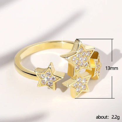 F1268 Star Cluster Rings For Women Cubic Zirconia Pave Setting Fashion Jewelry Gift Ring