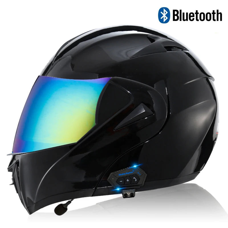 Carbon Fiber Pattern Electric Scooter Motorcycle Blueto0th Wireless Headphone Speaker Open Face Double Lens Full Face Helmets