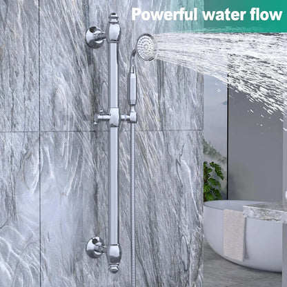 Polished Brass 59-Inch Retro Hand Shower Head Holder Adjustable Height Wall-Mounted Slide Bar for Handheld Shower Bathroom