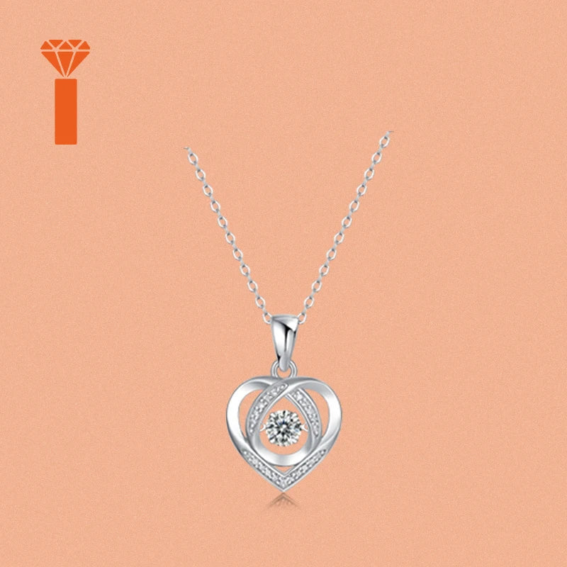 Hot Sale S925 Heart Shape Moissanite Pendant Necklace Pass Diamond Tester Moissanite Necklace Valentine'S Day Gift Necklace