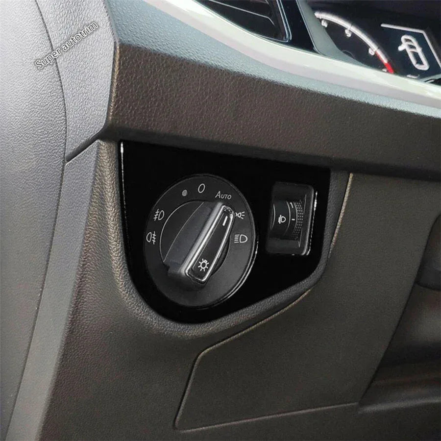 Center Control Gear Shift Panel Inner Door Armrest Handle Cover Trim Black Fit For VW Volkswagen Polo 2019 - 2023 Accessories