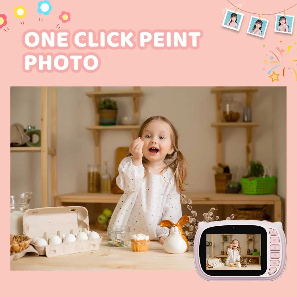 1080P HD Mini Camera Kids' Selfie Toddler Child Camera with Video Feature Print Style for Child's Birthday Gift