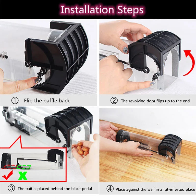 Mousetrap Safe Firm Humane Reusable Plastic Rodents Trap Household Mouse Catcher Smart Self-locking For Indoor Outdoor Garden