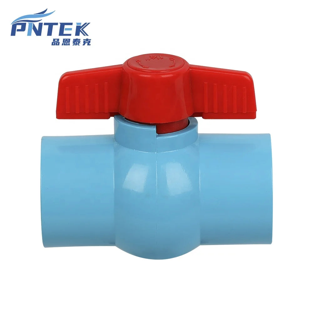 PVC Compact Ball Valve With Bule Body PP Butterfly Handle Strong Ball Valves Ro Uv