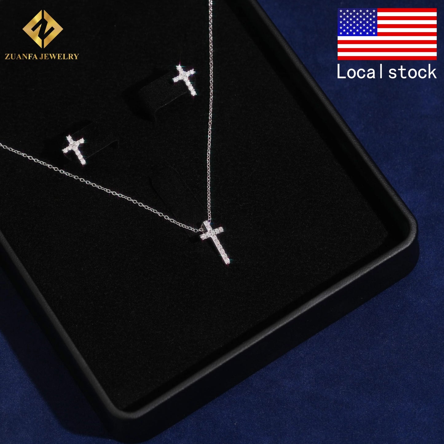 USA Warehouse Fashion Jewelry Iced Out Cross Necklace Pendant 925 Silver Moissanite Diamond Cross Necklace Women Best Gift