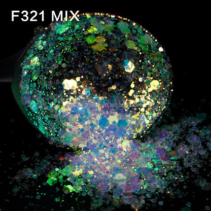 Free Samples Opal Iridescent Chunky Glitter Mix Crystal White Colors 1kg for Crafts Face Nail Art