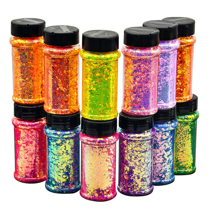 US Warehouses High Flash Spring Chunky Glitter 24 Color Bottle Set for Diy Makeup Manicure Handcrafted Cups Gift-making and More