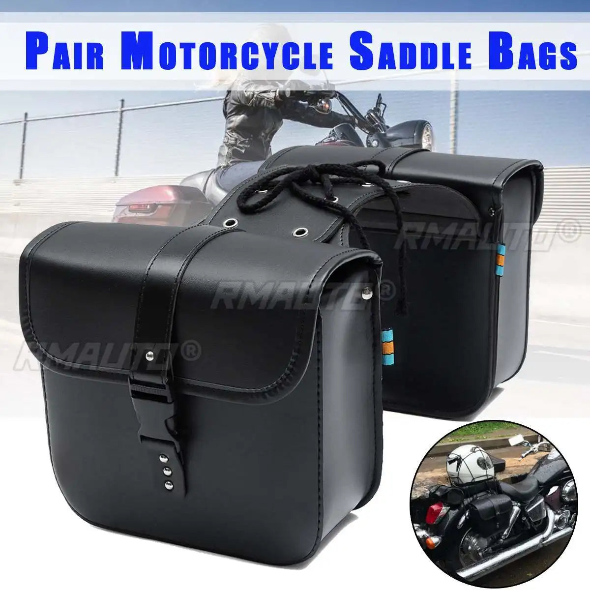 2PCS Universal Motorcycle Saddle Bags Side Storage Luggage Bag Fork Tool Pouch Racing Race Moto Travel Bags Waterproof Saddlebag