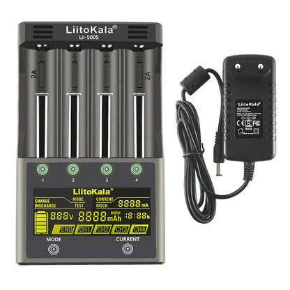 LiitoKala lii-500S lii-500 lii-600 LCD 3.7V 1.2V 18650 26650 21700 Battery Charger with screen Test the battery capacity