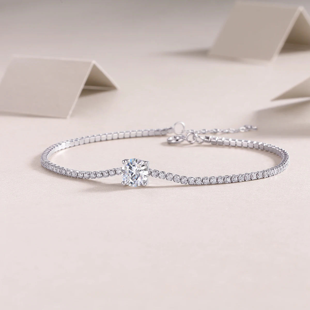 High Quality Sterling Silver 925 Tennis Chain Round Cutting Moissanite for Fine Jewelry Necklace Tennis Chain