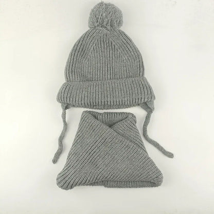 2024 baby girl and baby boy  child children's spring autumn winter Solid knitted hat and knitted infinity scarf