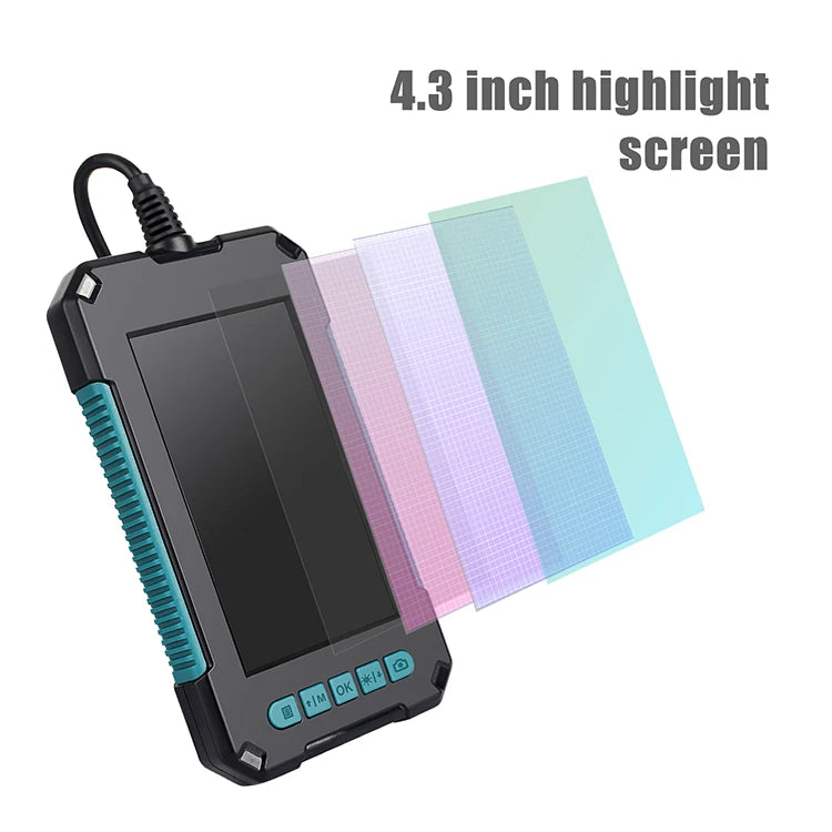 New Handheld 8mm Dual Lens Endoscope Camera Mini Waterproof  Inspection Camera 4.3inch Screen 2m Hard Cable Snake Camera