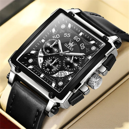 OLEVS Top Brand Male Watches Square Quartz Watch Watch for Men Waterproof Leather Strap Sport Clock Male Relogio Masculino