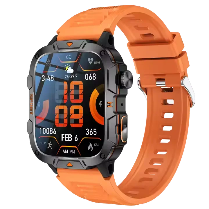 New Men's Outdoor Sports Smart Watch Flashlight 1.96 Inch Large Screen IP68 Waterproof Smartwatch Compatible With Android iPhone
