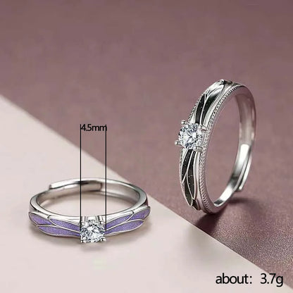 F1052 Wings Design Engagement Ring For Women Cubic Zirconia Prong Setting Lab Created Round Stone Fashion Rings