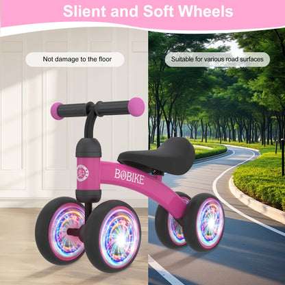 Baby Balance Bike Toys for 12-36 Months Kids Toy Boy and Girls Gifts Toddler Best First Birthday Gift  (Rose Red-Light)