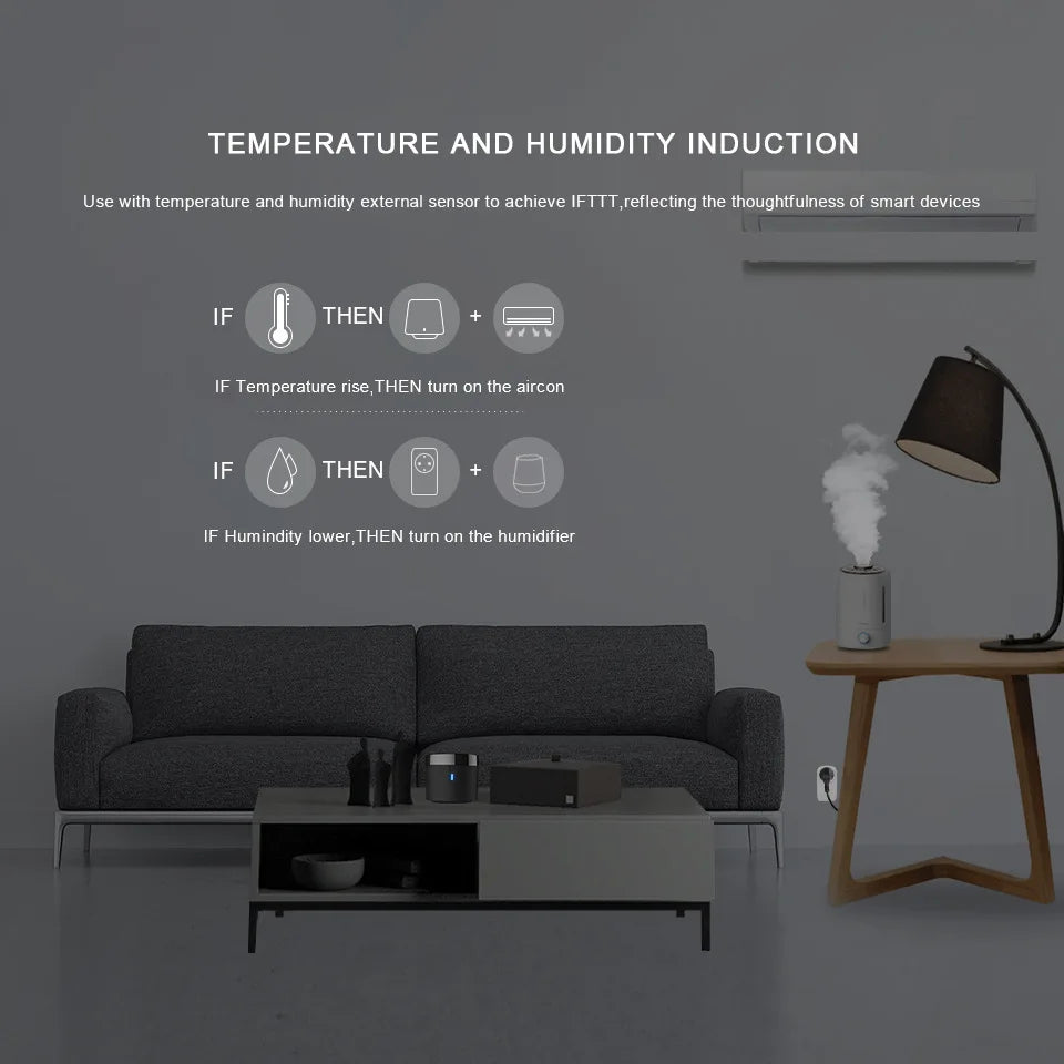 Broadlink RM4 MINI IR Remote Controller Air Conditioning TV Set-top Box Temperature Humidity Sensor HTS2 with Alexa