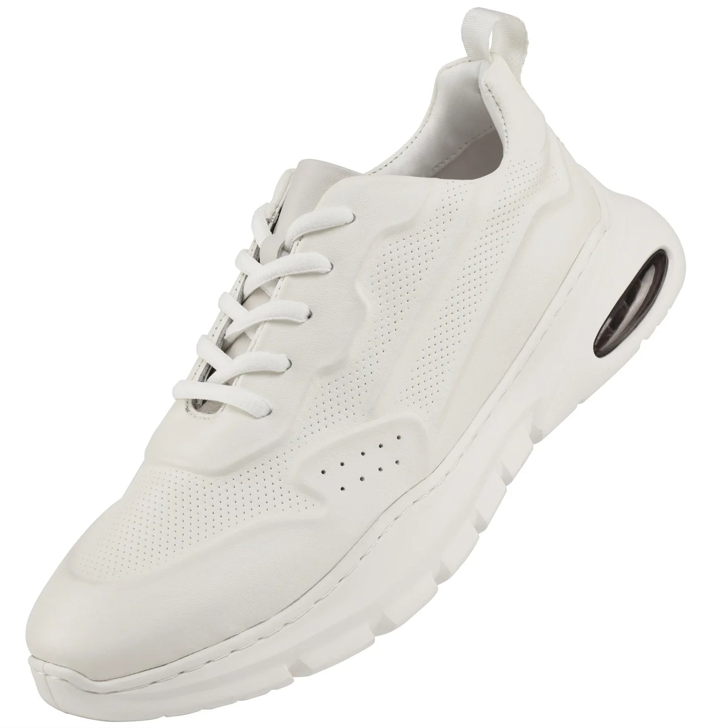 Genuine Leather Chunky Sneakers Round Toe Low Heel Breathable Mesh Lining Rubber Outsole Men's Walking Shoes