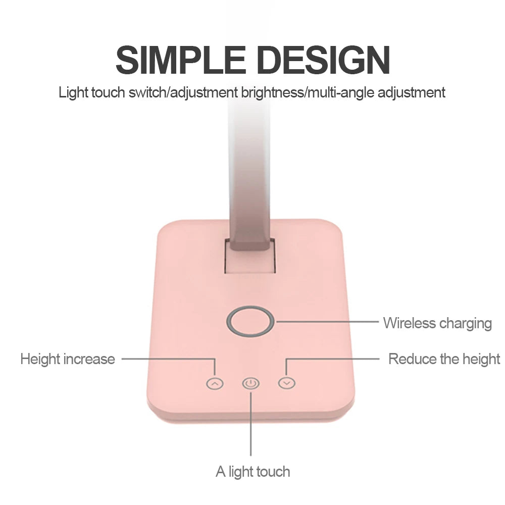 2021 New Style Hot Sell  Foldable  LED Light Touch Adjustment Bedside Light Suitable for All Smartphones Wireless Charge Lamp