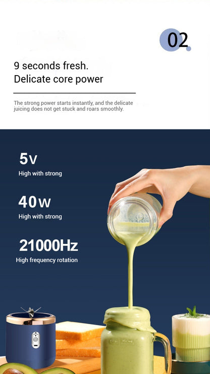 Custom Logo 6-Blade Mini Portable Electric Fruit Juicer Hot Sell USB Rechargeable Juicer Blender with Cup for Car Use