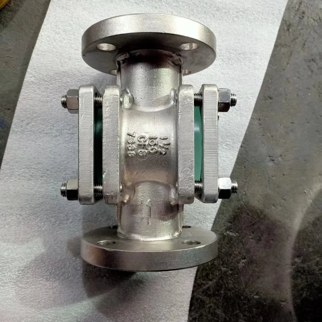 High-Temperature Manual Flow Valve Sight Glass Indicator Double Window Sight Glass with SS Flange for Hot Media