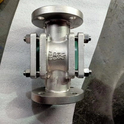 High-Temperature Manual Flow Valve Sight Glass Indicator Double Window Sight Glass with SS Flange for Hot Media