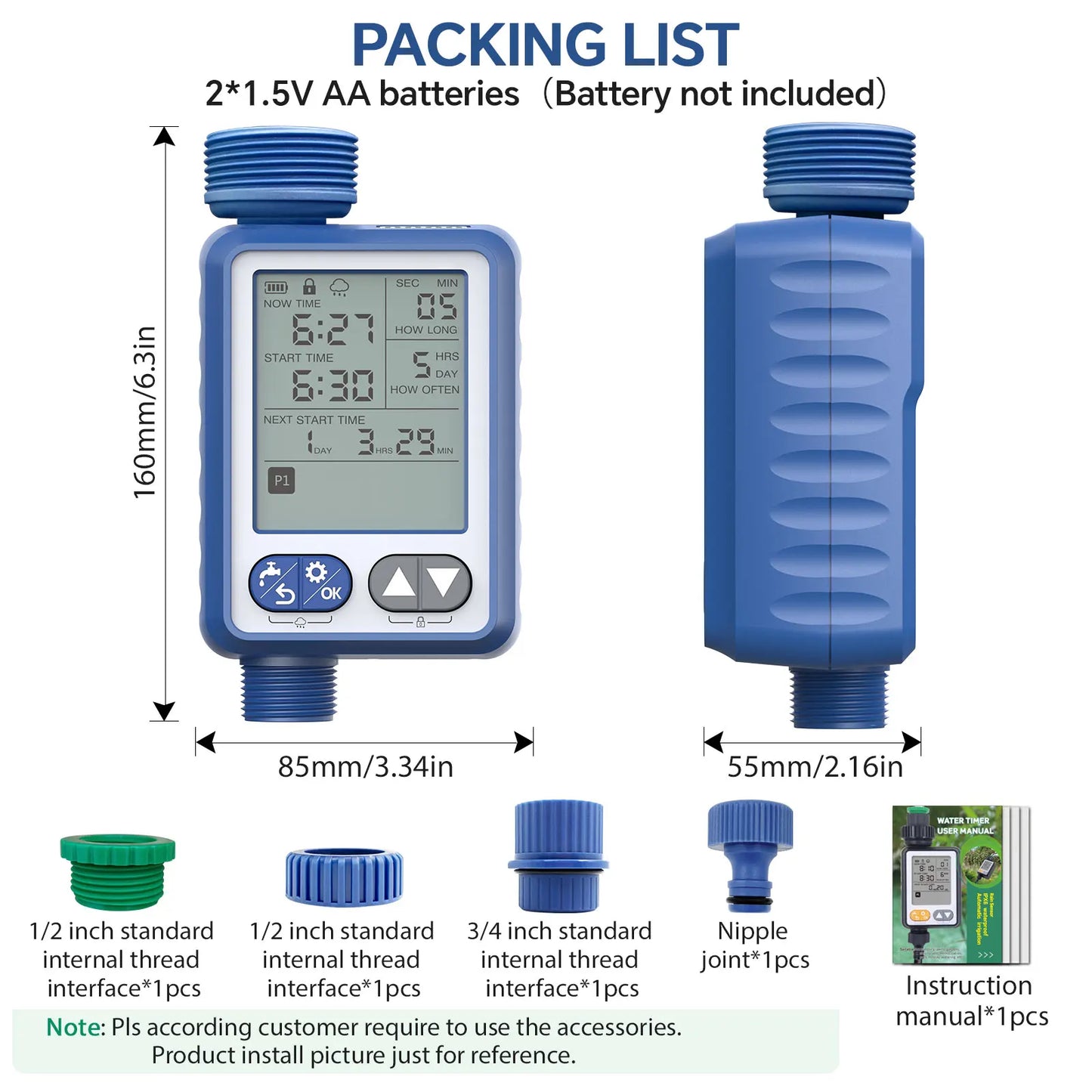 Outdoor Plastic Automatic Digital Water Timer Rain Sensor Child Clock Battery Operated Garden Irrigation System for Lawn