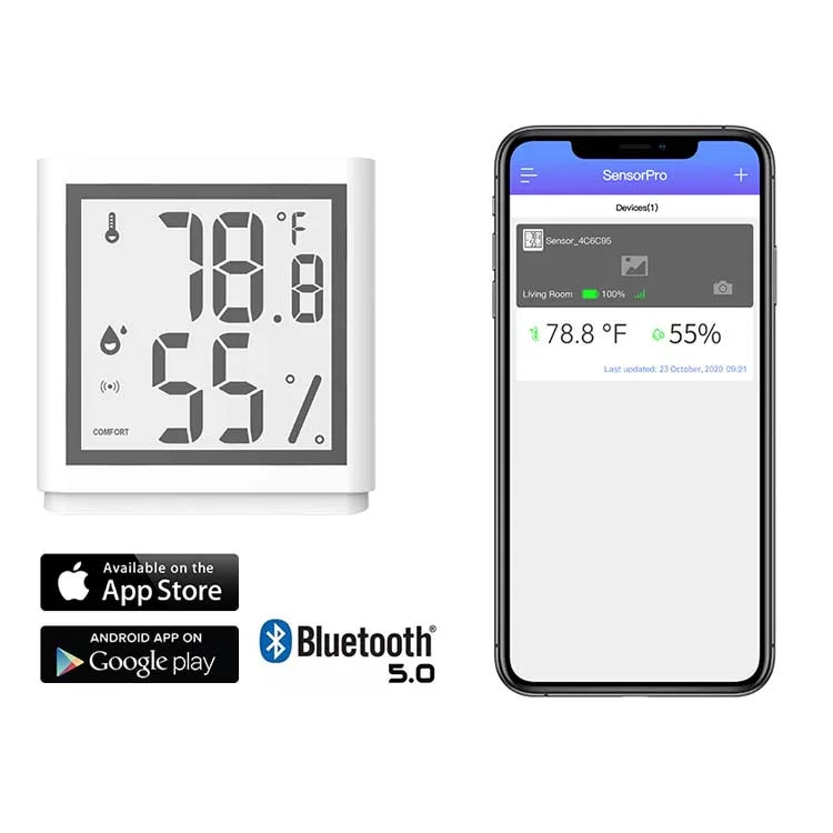 White  Fridge Thermometer Sensor Blue Tooth 5.0 Digital Temperature Humidity Sensor Hydrometer