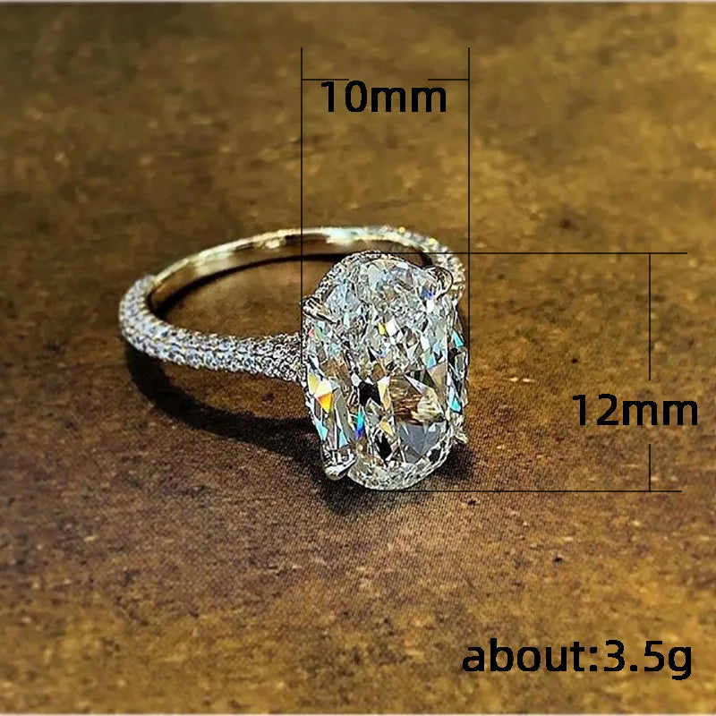 F332 Women's White Gold Oval Cut Natural Diamond Engagement Ring With Side Diamonds D Color