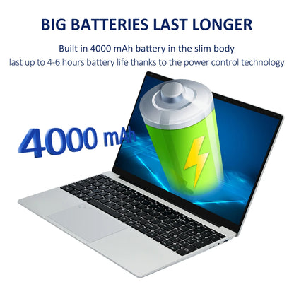 VGKE 15.6" Laptops J4125 12GB + 256GB 1920*1080  SSD Laptop Fingerprint and Backlight Keyboard Design for Students